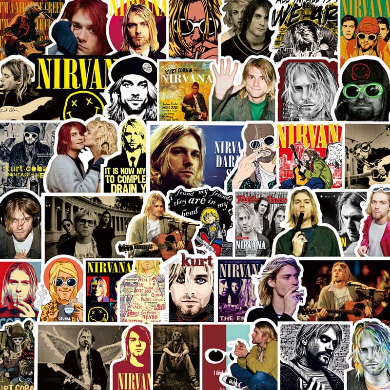 100 Pieces of Kurt Cobain Nirvana Band Exquisite Journal Stickers DIY Diary Phone Decoration Stickers