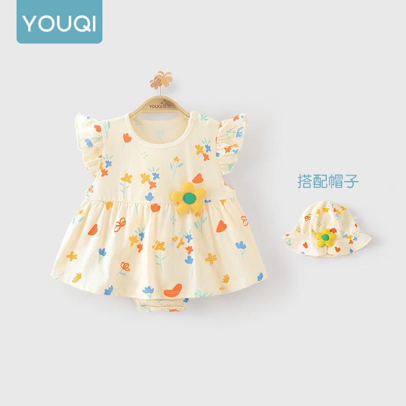 Youqi baby romper newborn bag fart skirt summer jumpsuit summer thin baby girl triangle