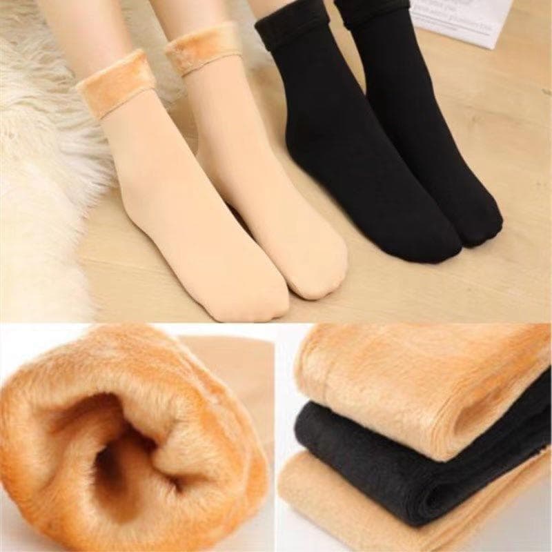 Winter Thickened Fleece-Lined Thermal Self-Heating Snow Socks for Men and Women, Mid-Calf Floor Socks for Foot Warmth