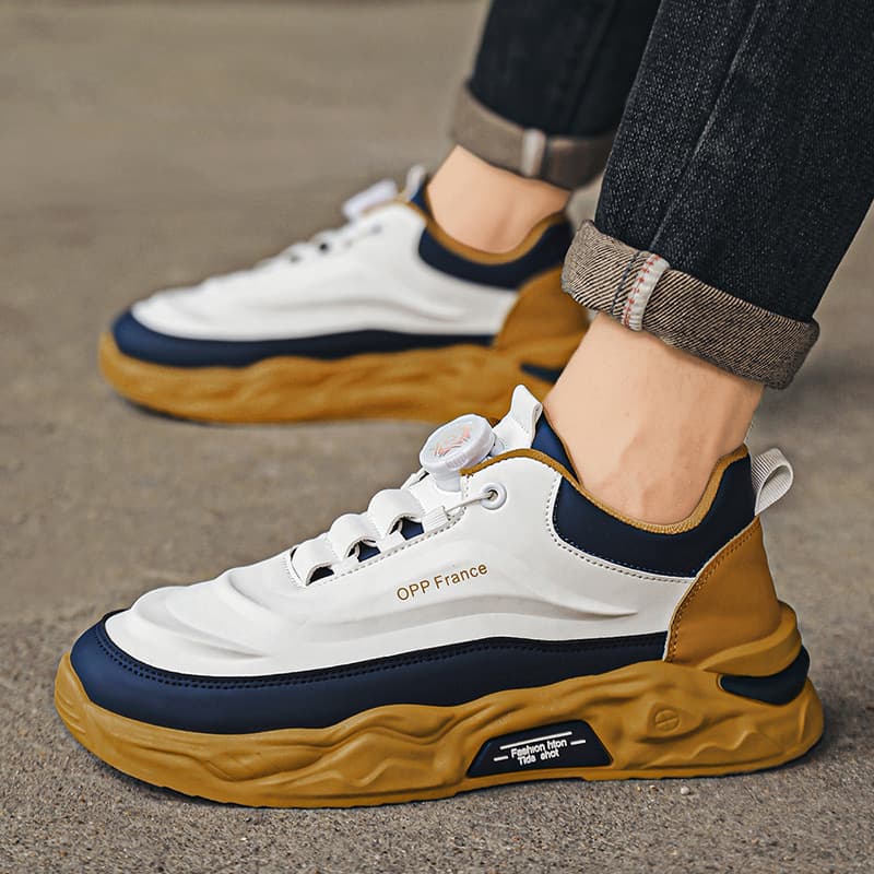Men's Shoes Autumn 2024 New Release Trendy Versatile Men's Rotating Buckle Sports Casual Height-Increasing Leather Dad Fashion Shoes