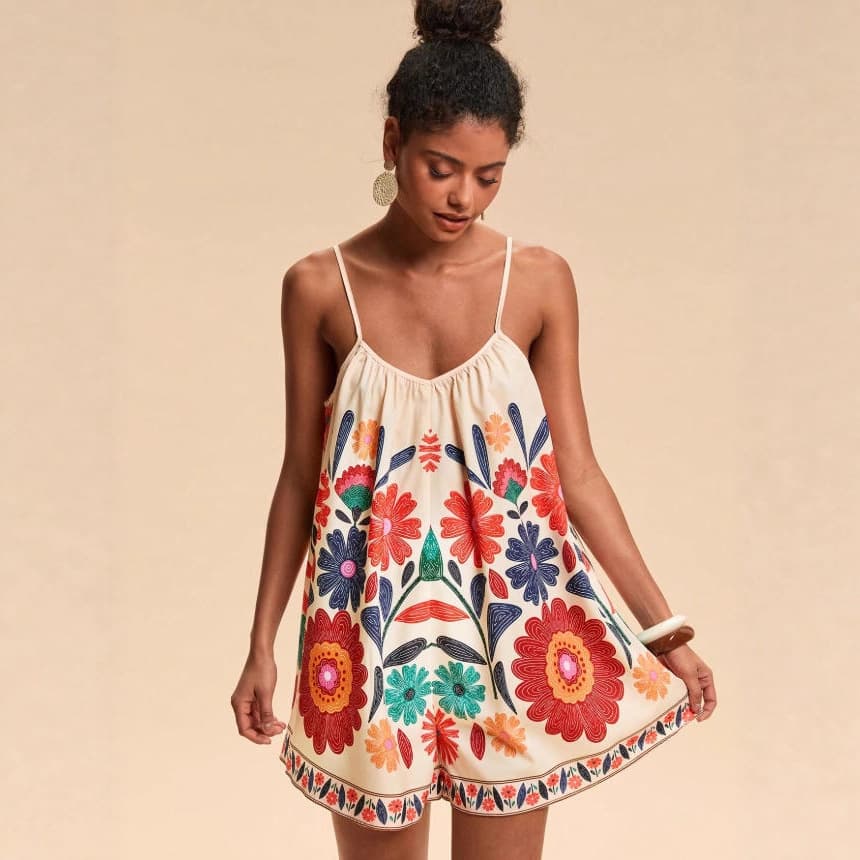 Amazon Women's 2026 Summer New Arrival Independent Station Vacation Style Relaxed Fit Floral Print Camisole Jumpsuit
