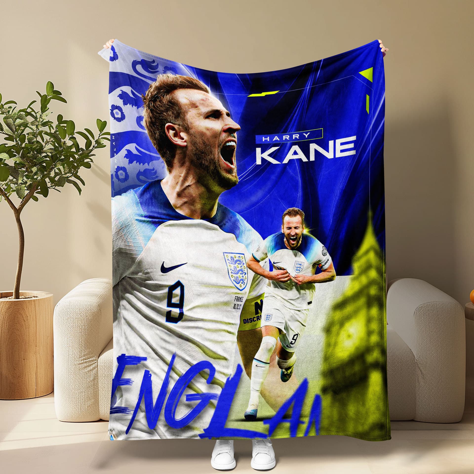 Cross-border World Cup Star England Harry Kane Themed Flannel Blanket Football Fans Decorative Sofa Throw Blanket