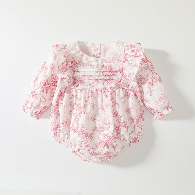 Infant clothes, spring and autumn clothes, newborn category A long-sleeved pure cotton one-piece bodysuit for baby girl, princess crawl suit
