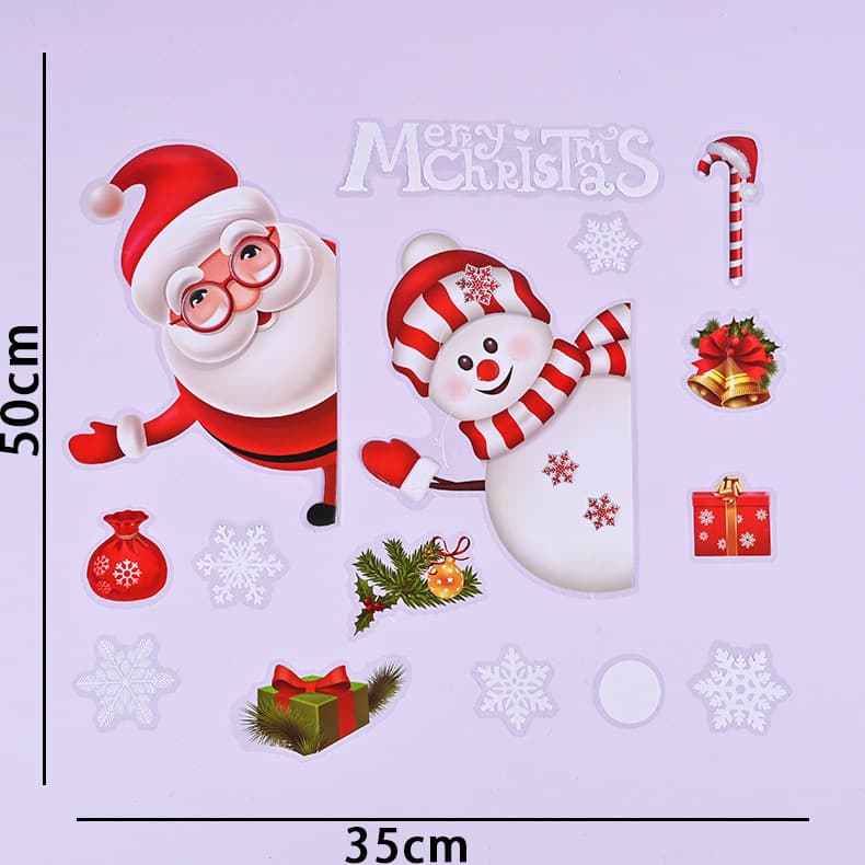 Cross-border Amazon Christmas Static Cling Creative New Year Window Decal Stickers for Holiday Glass Decoration Production