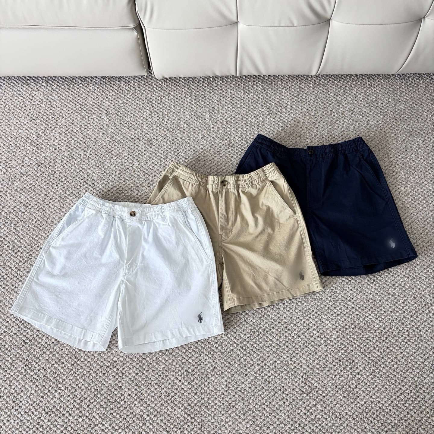 Cross-border Trade RL Shorts with Small Horse Logo, Elastic Waist with Zipper, Summer Unisex 5-Inch Shorts, Loose and Versatile