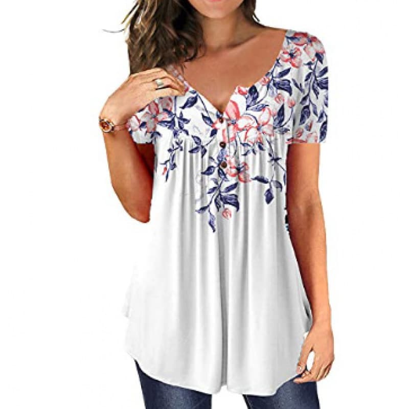 Fm 2025 Spring New Style Short-Sleeved Round Neck Button-Down Women's T-Shirt Loose Version Short-Sleeved 3D Printed Women's T-Shirt