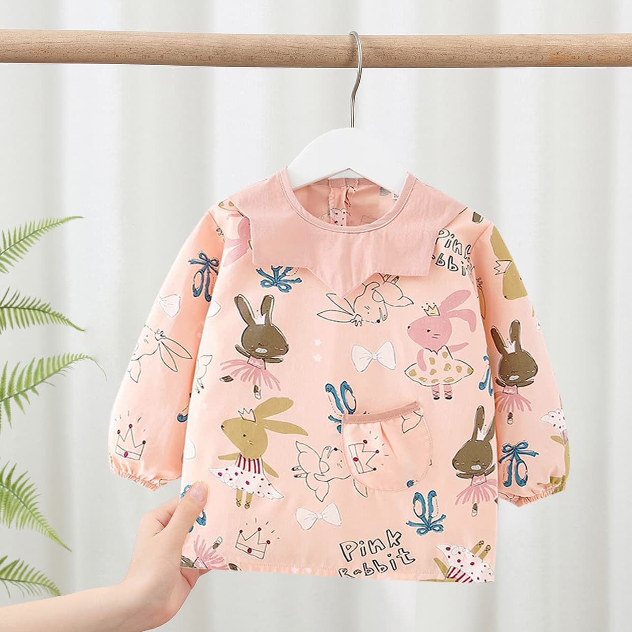 Baby smock, pure cotton princess dress, children's waterproof and stain-resistant protective clothing, stylish outerwear for girls, reversible style, thin spring and summer style.