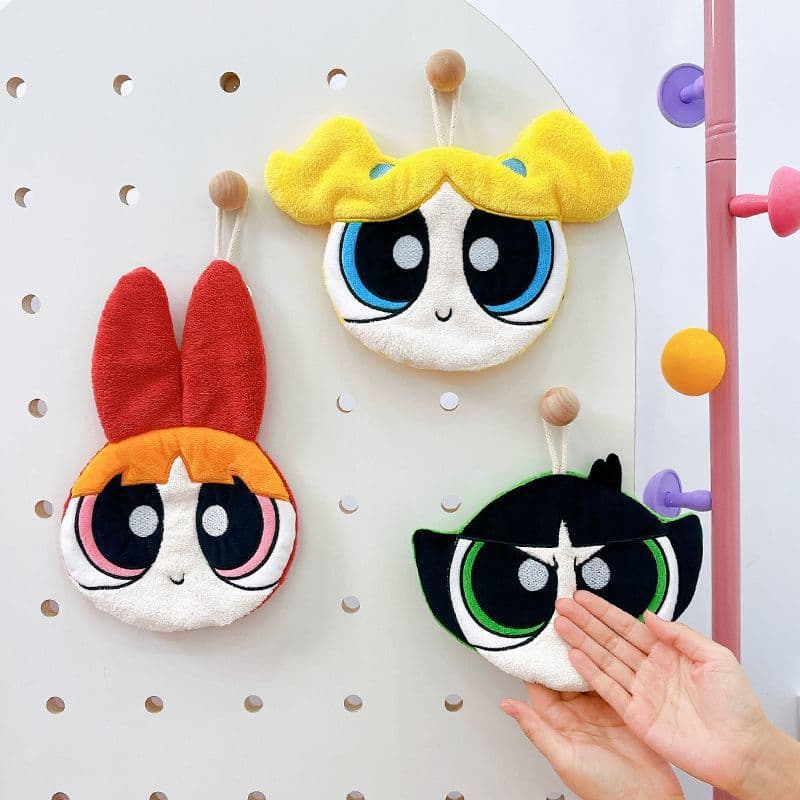 Official Powerpuff Girls PPG Big Head Hand Towel Hanging Absorbent Cartoon Cute Kitchen Bathroom Cloth