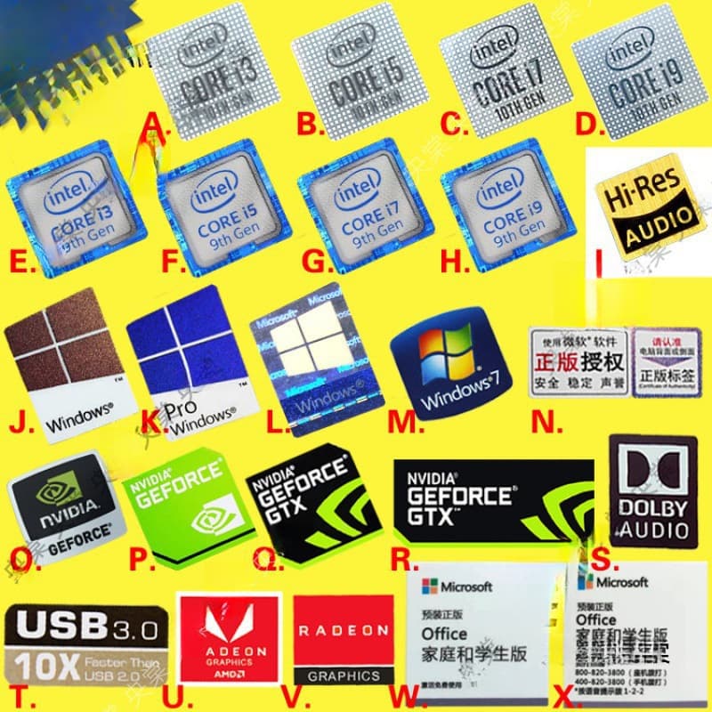 DIY Sticker 10th Gen CPU 10th Gen i3 i5 i7 i9 Label Hi-Res Gold Badge Laptop Decoration