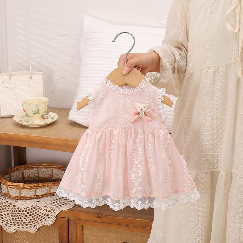Summer flower bear pink gauze skirt princess skirt bag butt skirt baby clothes summer baby girl baby toddler