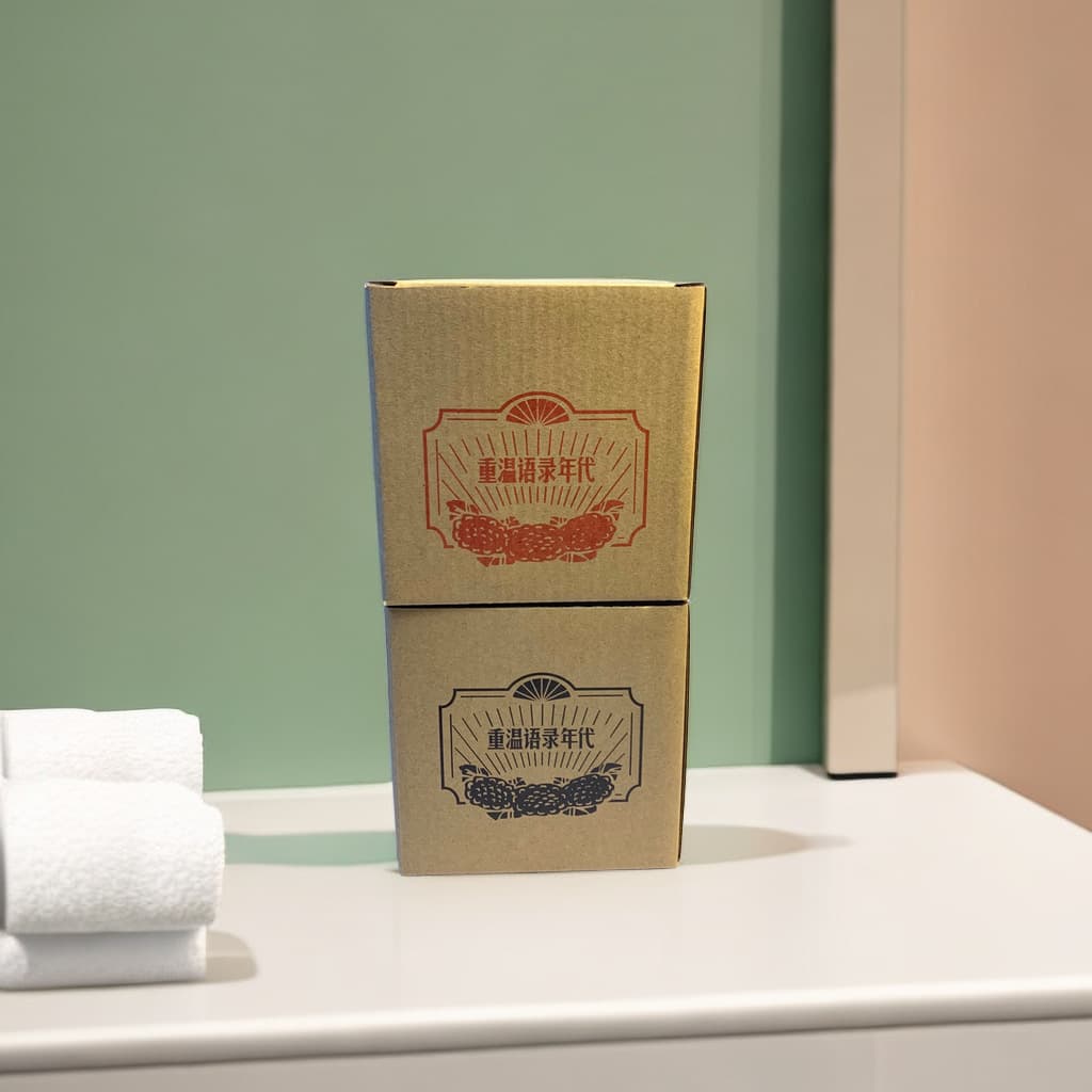 Enamel cup, mug dedicated brown kraft paper box, simple and attractive blue bag, biodegradable and environmentally friendly