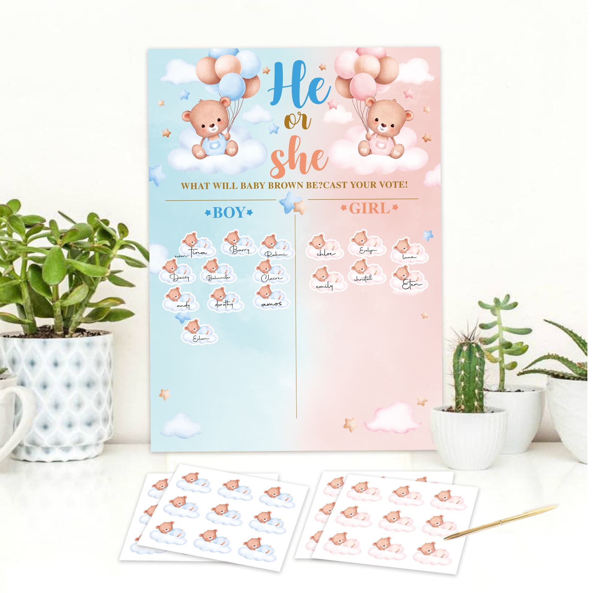 Baby Gender Reveal Amazon Team Game Cards For Baby Shower Birthday Party