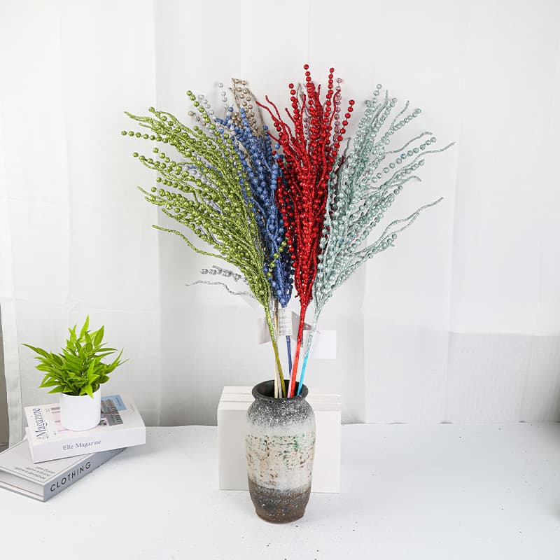 Artificial 20-prong gold powder ball Christmas tree floral arrangement Nordic ins style artificial flowers home decor holiday wedding
