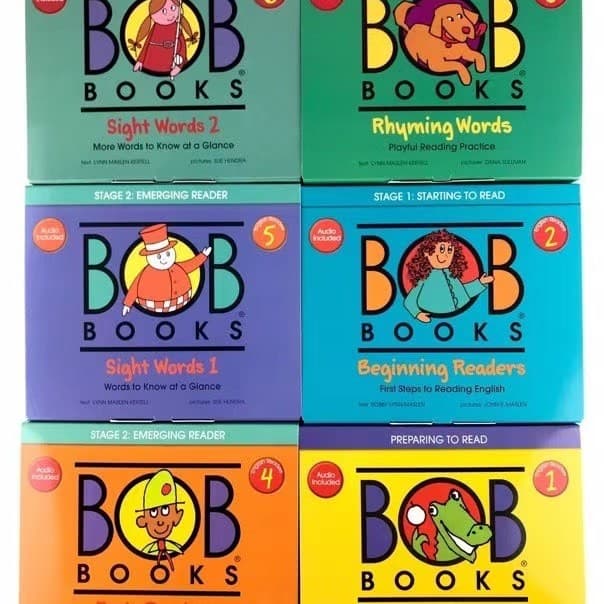 Bob books Bob English Stage 1 6 boxes children's English enlightenment picture book natural spelling high-frequency vocabulary