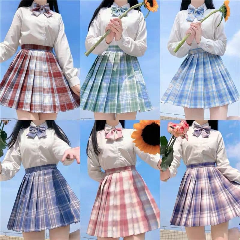 Original Authentic JK Uniform Gentle Slash JK Plaid Skirt Sawa Pleated Skirt Student College Style Set Choir Class Uniform