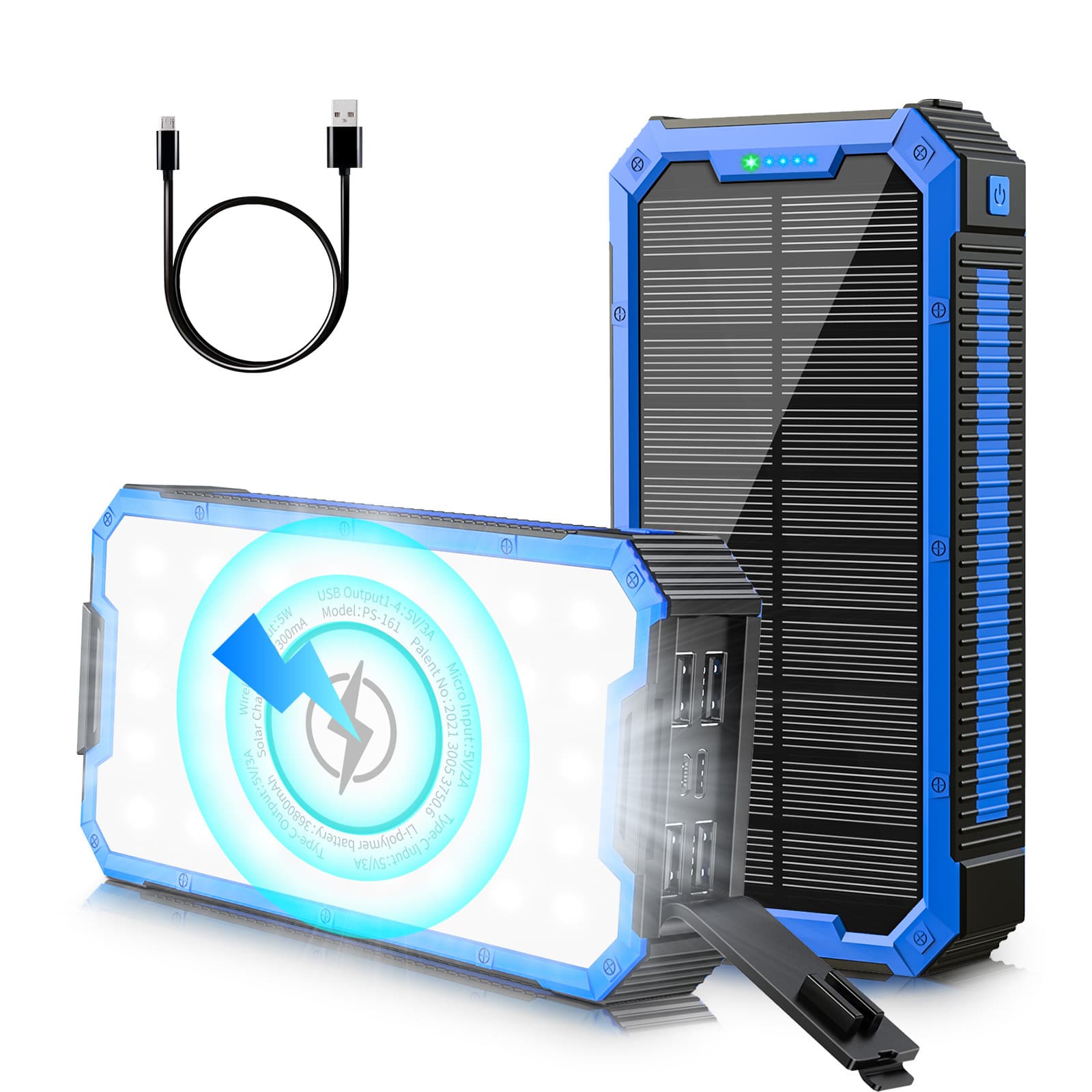 Solar power bank 36800 mAh wireless charging camping lamp fast charging large capacity mobile power supply CEPSE outdoor