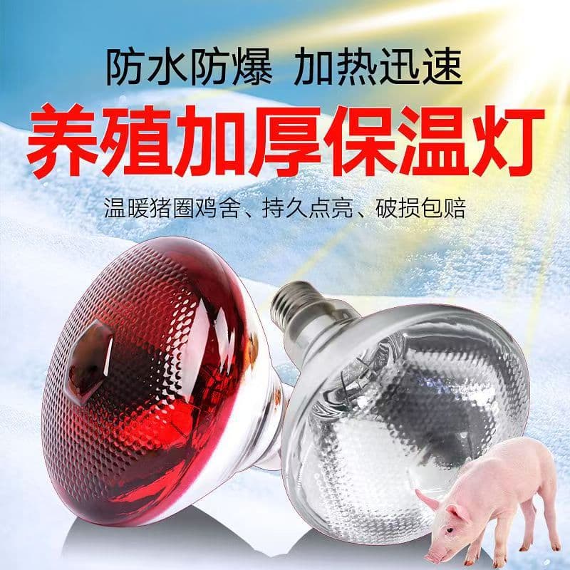 Pig Warming Lamp Specialized for Farms Chick Heating Lamp Animal Heat Lamp Piglet Brooding Heating Insulation Bulb