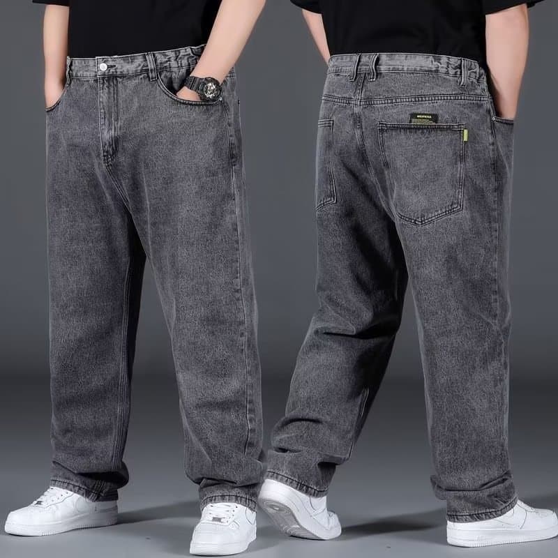 Big Size Men's Jeans Autumn Plus Size Loose Straight Leg Wide Elastic Waist Pants