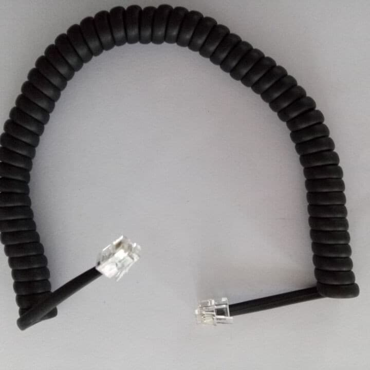 Matte black PVC plastic 4-core 3.0-meter copper foil wire large coil diameter telephone handset connecting handle curve, eco-friendly