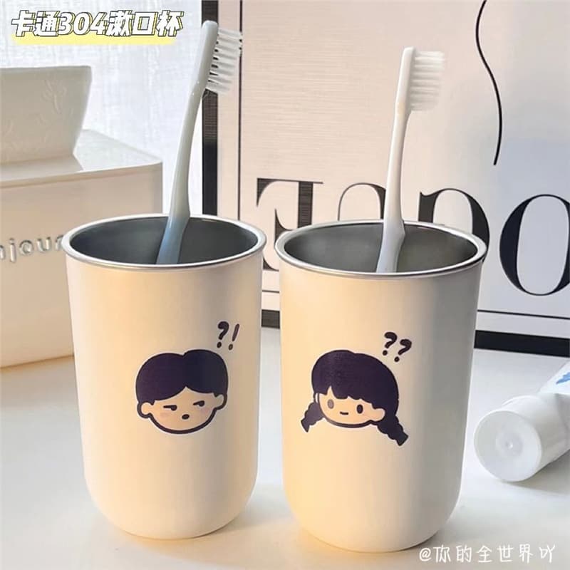 【536 Positive Reviews】Surprised Boy Girl Anti-Drop Couple Mouthwash Cup Ins Style High Appearance Simple Cartoon Creative