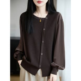 Tummy-Hiding Plus Size Women's Top, 2025 Spring/Summer New Early Fall Long Sleeve Knit Sweater