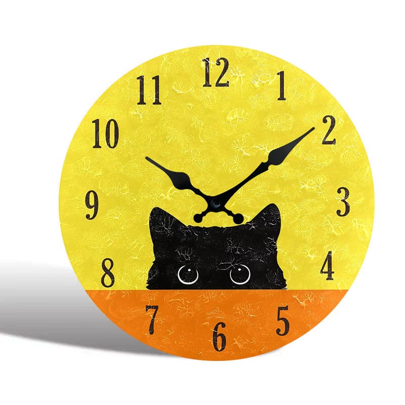 Cross-border new wall clock creative design cat silent clock retro pastoral style wall clock quartz clock wall-mounted