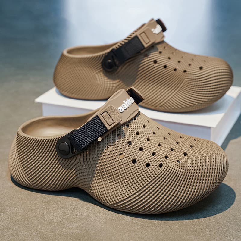 Men's Summer Clog Sandals, Anti-Slip, Wear-Resistant, Large Size 45, 2-in-1 3D Pattern Sports Driving Beach Thick Sole Slippers