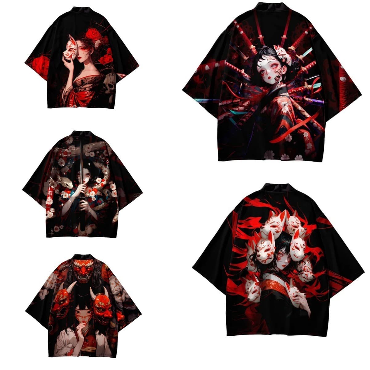 Amazon new Taoist robe COS Hyakki Yagyo fox merchandise, 3D digital print cardigan kimono haori cloak.