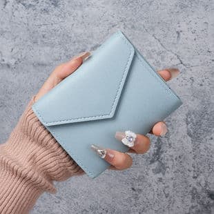 New trendy small women's wallet, short slim student Korean-style cute mini thin simple card holder purse for women