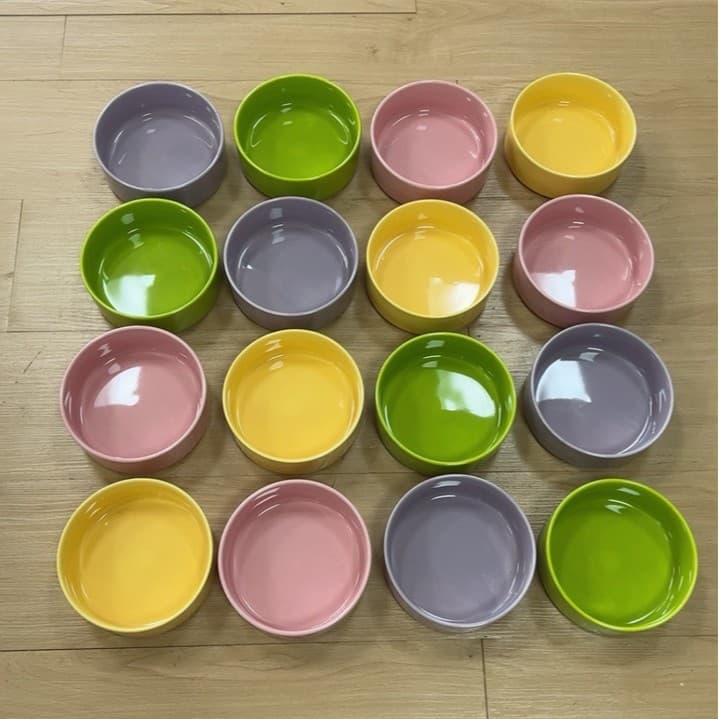 Ceramic cat bowl color glazed ceramic pet bowl flat bottom straight anti-knock over pet water bowl cat food bowl cat food bowl dog bowl