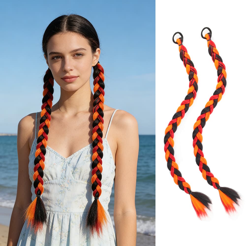 Xizang Wig Ponytail Xizang Extra-Long Colorful Braided Ponytail Xizang Ethnic Style Wig Ponytail