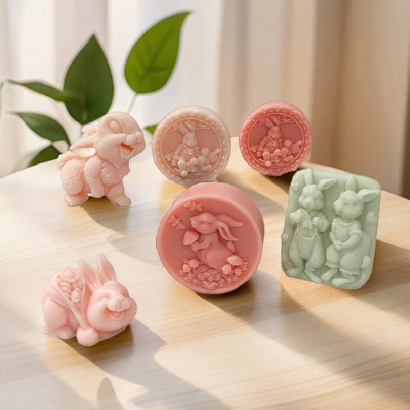 Easter Bunny Scented Candle Silicone Mold DIY Cartoon Bunny Candle Aromatherapy Diffuser Stone Resin Mold
