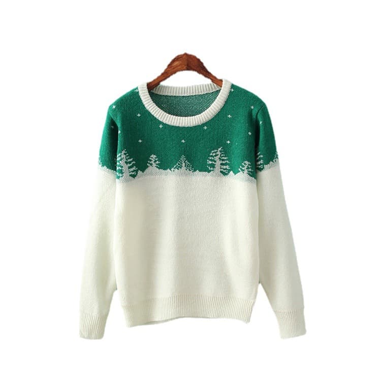 Knit Sweater Winter Bestseller Christmas Holiday Theme Slimming Fashion Simple Sweater Women Double-Sided Jacquard Knitwear