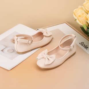 Girls Princess Shoes Bow One-strap Buckle Leather Shoes Comfortable Soft Sole Mary Jane Shoes Girls Fashion Flat Shoes Custom