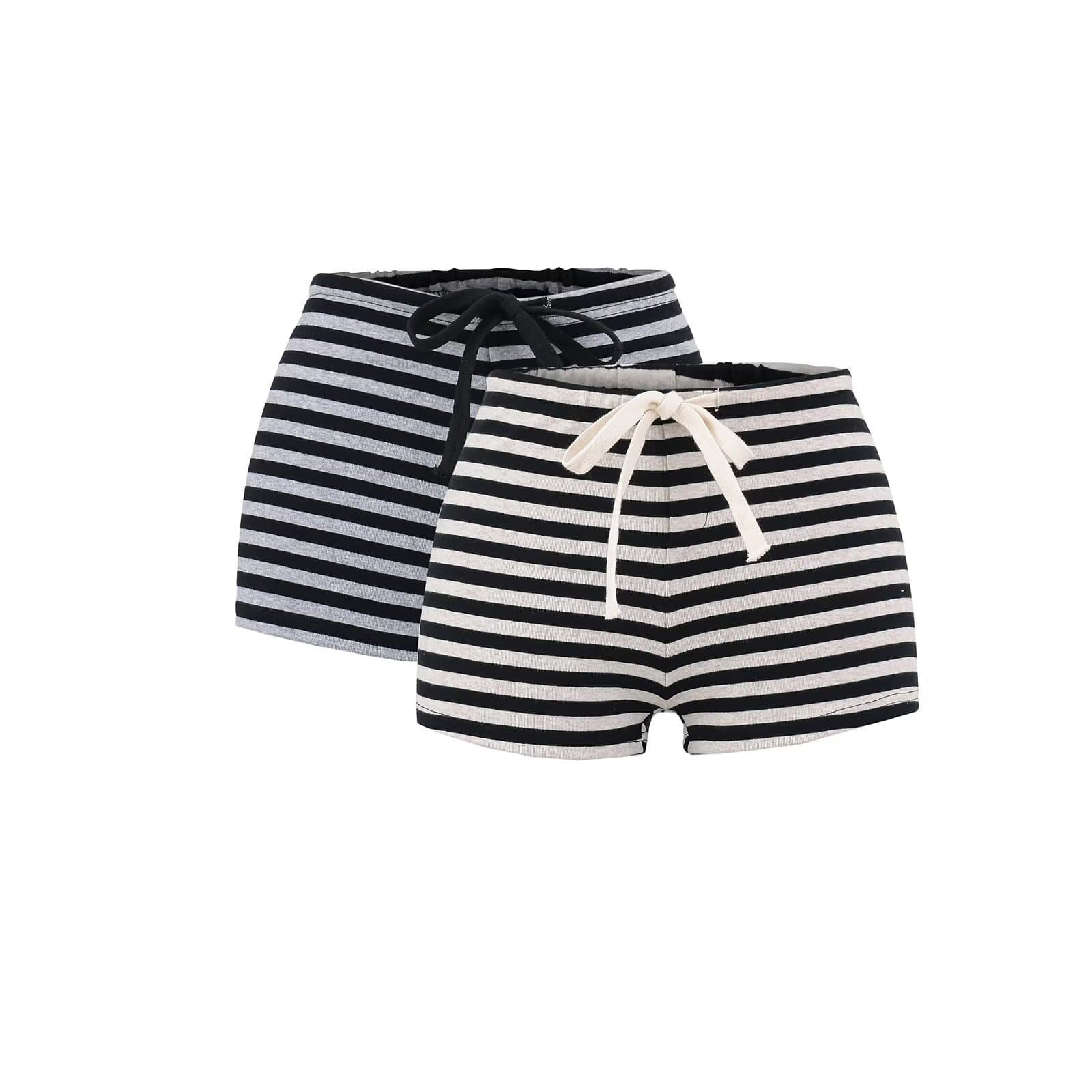 Pure Sexy Low Waist Drawstring Elastic Striped Bodycon Sports Casual Shorts Hot Pants