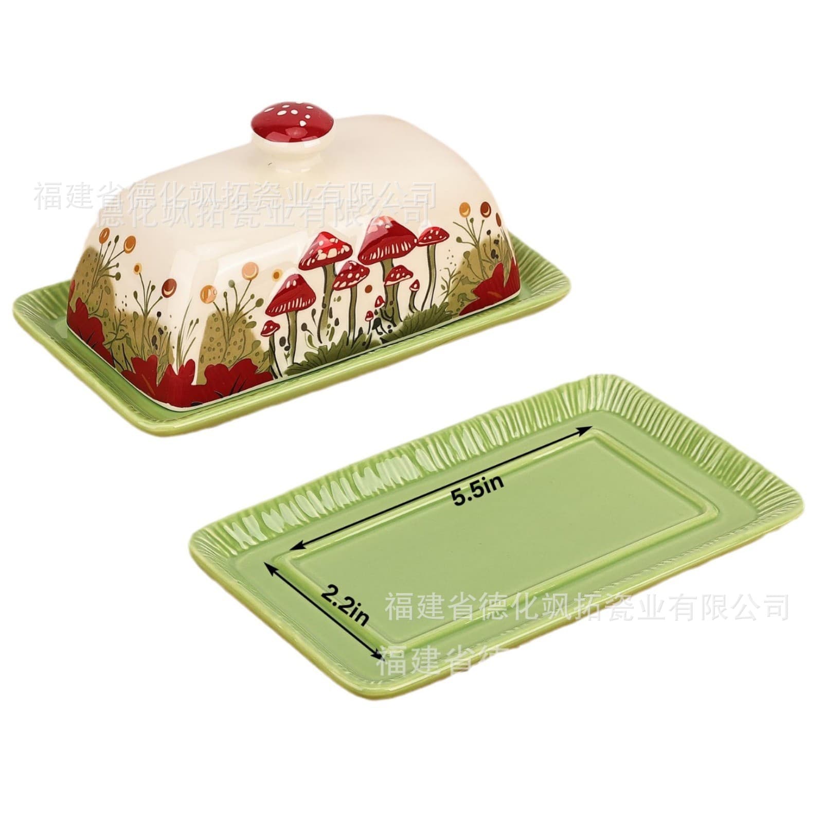 Cross-border best-selling creative mushroom ceramic butter dish, kitchen cheese storage box with lid, butter jar storage box