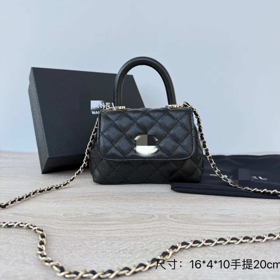 New Women's Black Vintage Handbag Chain Diamond Quilted Mini Shoulder Crossbody Bag Fashion Versatile Crossbody Bag