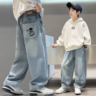 Spring/Autumn New Boys' Jeans, Fashionable Kids' Pants, Loose Straight Casual Jeans for Big Kids