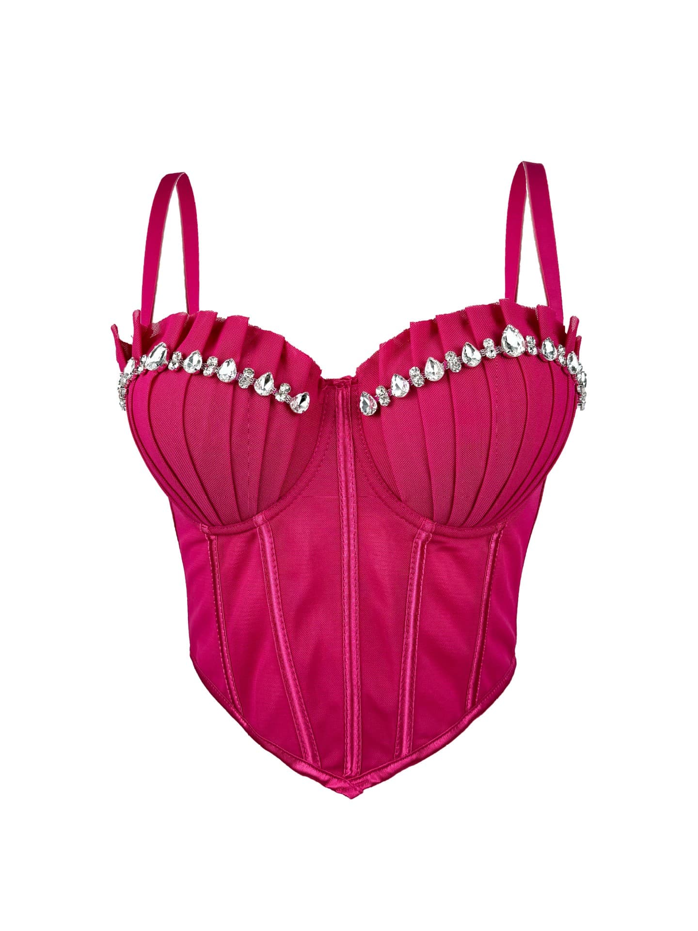 New Winter Rhinestone Pleated High-Fashion Fishbone Camisole Vest, European and American Style Fishbone Corset Outerwear