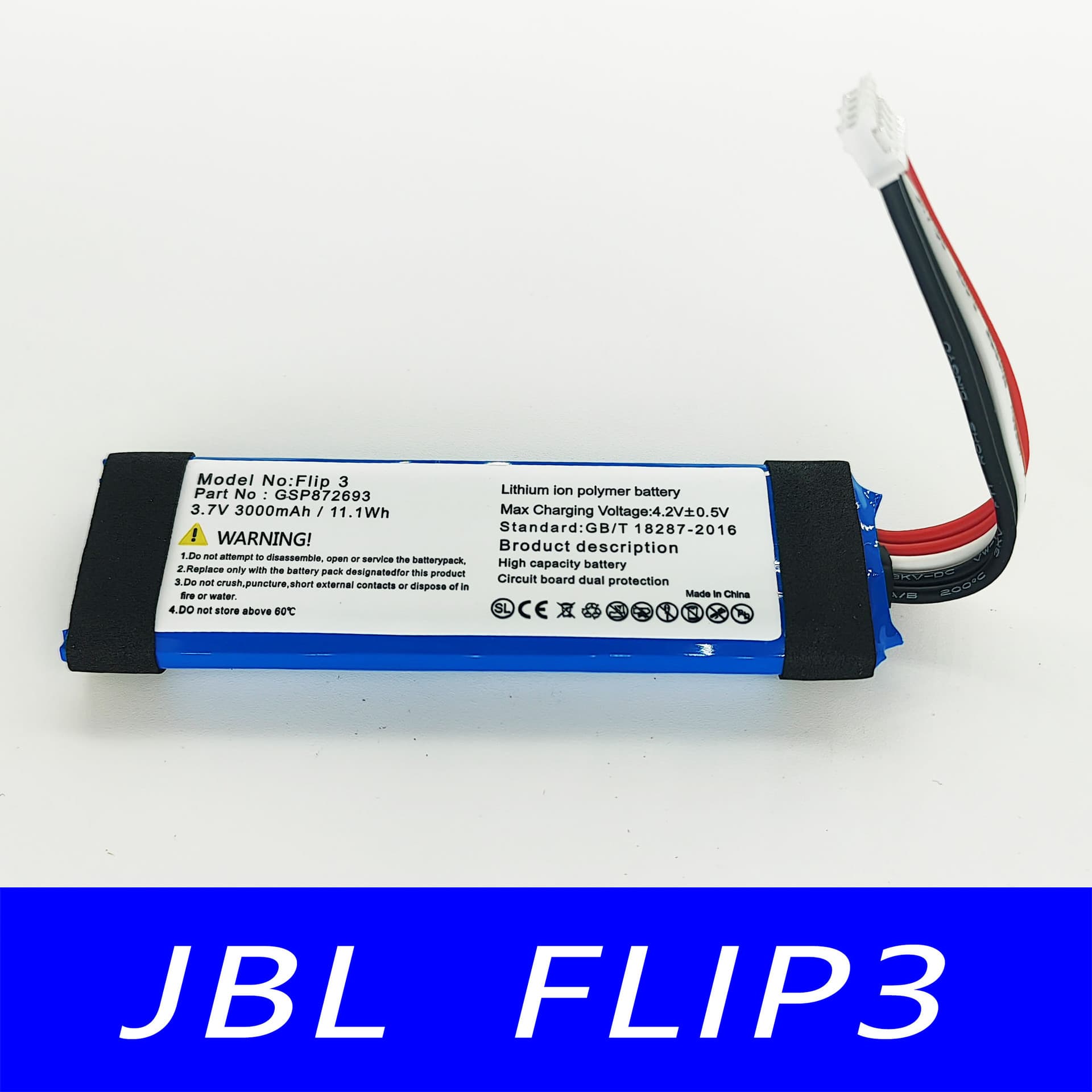 Suitable for JBL Flip3 battery Kaleidoscope 3 audio lithium battery GSP872693 P763098 03