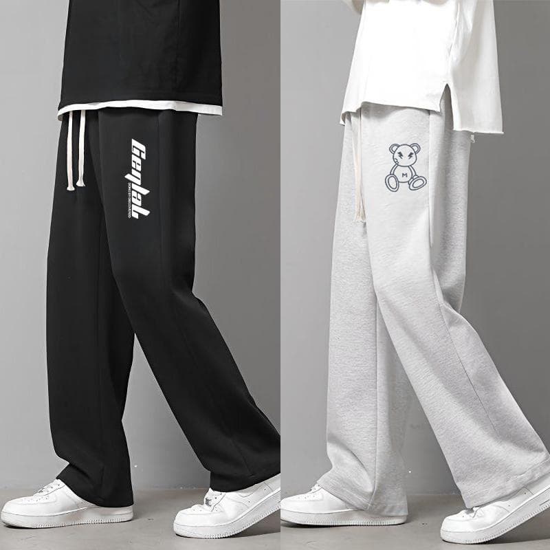 Spring Drawstring Sweatpants Running Gray Pants Casual Joggers Men's Summer New Loose Straight Versatile