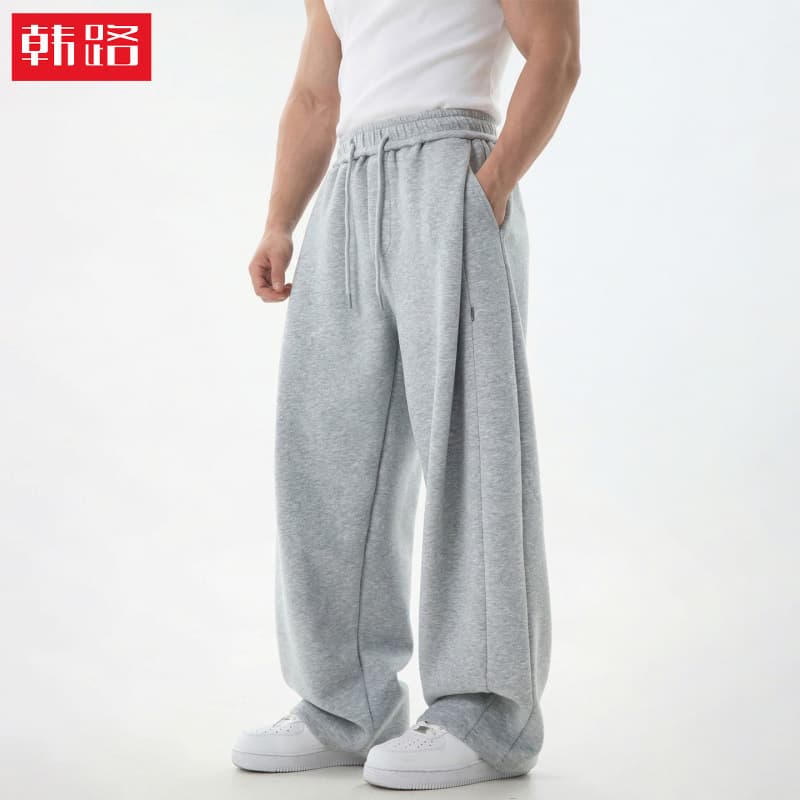 Side Panel Split 3D Cut Drapey Sweatpants Spring New Loose Versatile Casual Pants Drawstring Jogger Pants q