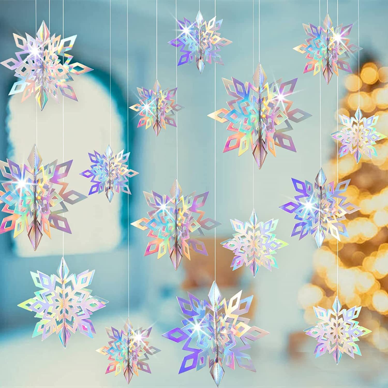 3D Cardboard 3D Snowflake Hanging Ornaments 6-Piece Set New Year Christmas Party Decoration Supplies