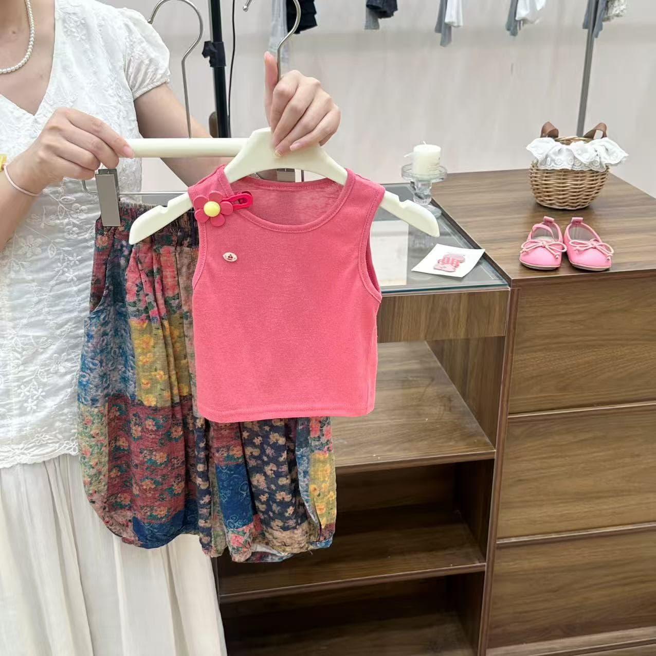 2026 Summer New Dopamine Macaron Vest Summer Girls Casual Bloomers Two-piece Set 26383