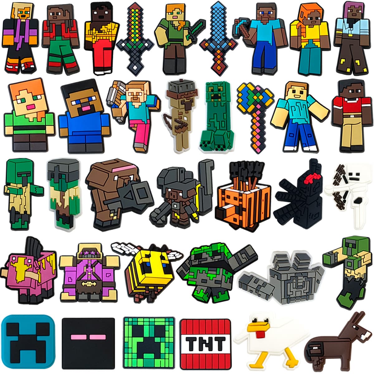 Minecraft Series Crocs Shoe Accessories Shoe Flowers Diy Shoe Accessories PVC Soft Rubber Shoe Buckle Shoe Decoration
