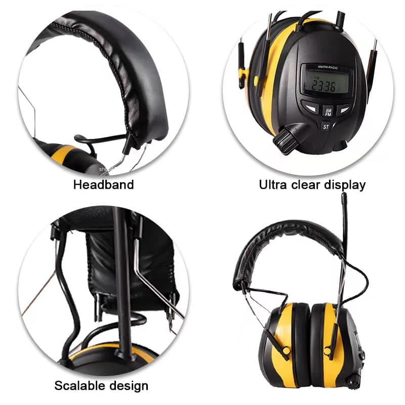 Industrial Protective Ear Muffs with Noise-Canceling Bluetooth Headset, Rechargeable Bluetooth FM/AM Hearing Protector