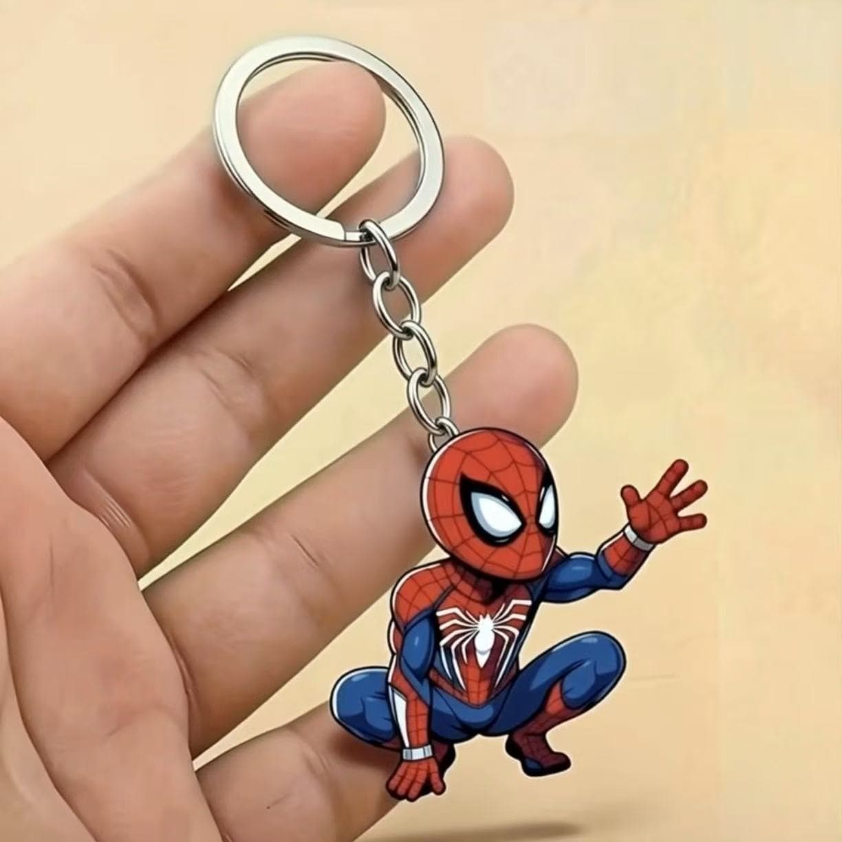 New Cartoon Spider-Man Keychain Anime Acrylic Cartoon Backpack Decoration Small Pendant Keychain Wholesale Cross-Border