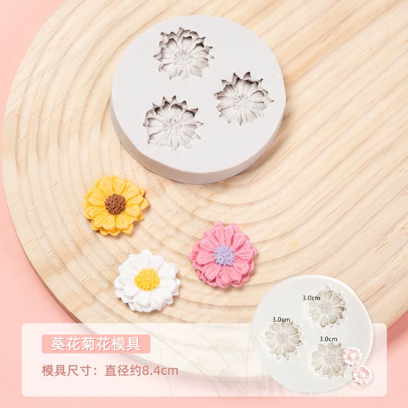 Three-layer multi-layer five-petal flower decorative mold daisy flower mold handmade chocolate candy art clay kneading silicone grinder