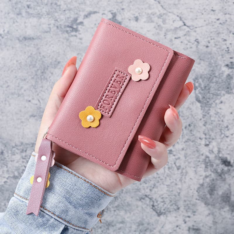 Trendy Short Wallet for Women, Thin Tri-Fold Multi-Functional Small Wallet, Youthful Fashionable Mini Wallet Card Holder All-in-One
