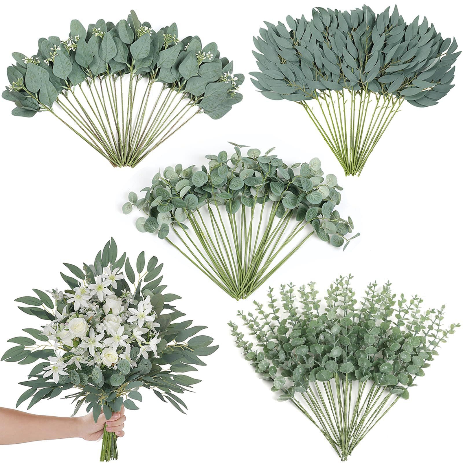 Artificial Plant Leaf Flower Arrangement Accessories with Leaf Holder Decoration for Wedding Scene, Fake Flowers for Dining Table, Coffee Table DIY Combination